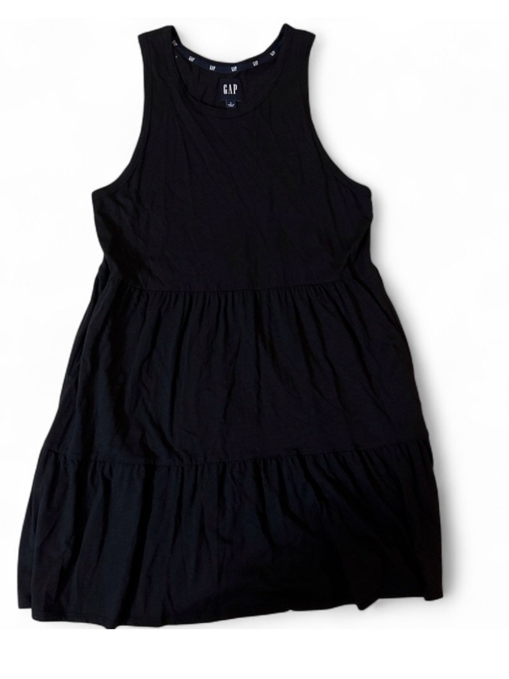 GAP Black Sleeveless Tiered Midi Dress